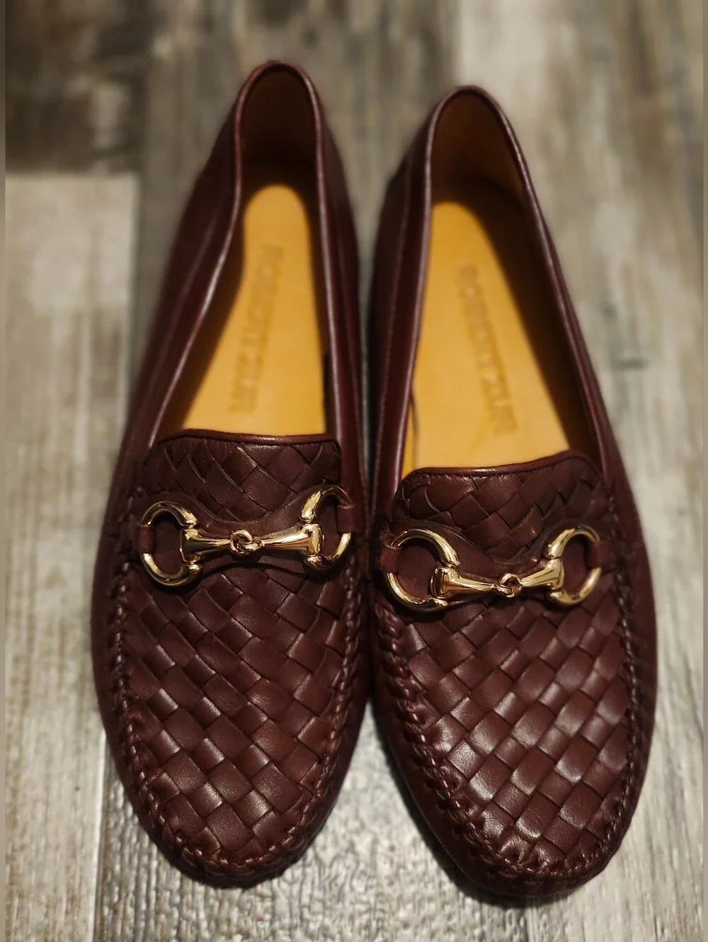 Robert Zur Brown Woven Leather Horsebit Loafers Size 7M - Picture 3 of 4